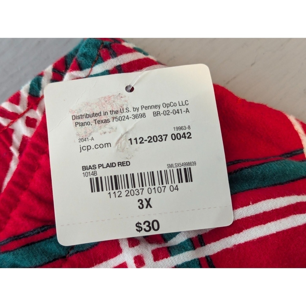 Sleep Chic Pajama Pants Women's Sz 3X Bias Red Plaid Lounge Christmas PJ Bottom - Picture 11 of 13